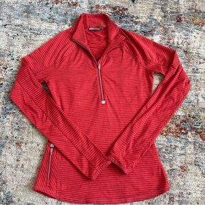 Athleta Women’s Size Extra Small Red Orange Striped Half Zip Pullover Jacket